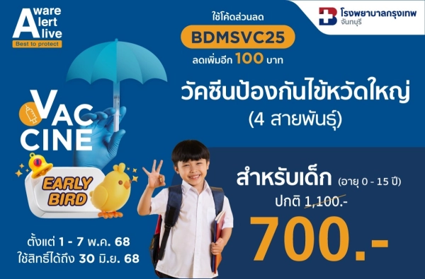 ภาพตัวอย่างสินค้า วัคซีนป้องกันไข้หวัดใหญ่ 4 สายพันธุ์ BDMS (เด็ก)